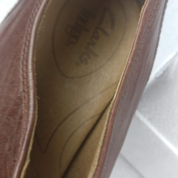 Soft LEATHER cushioned Footbed Chunky Heel Lightweight Academia PumpHeel 8us/6uk - Picture 6 of 7